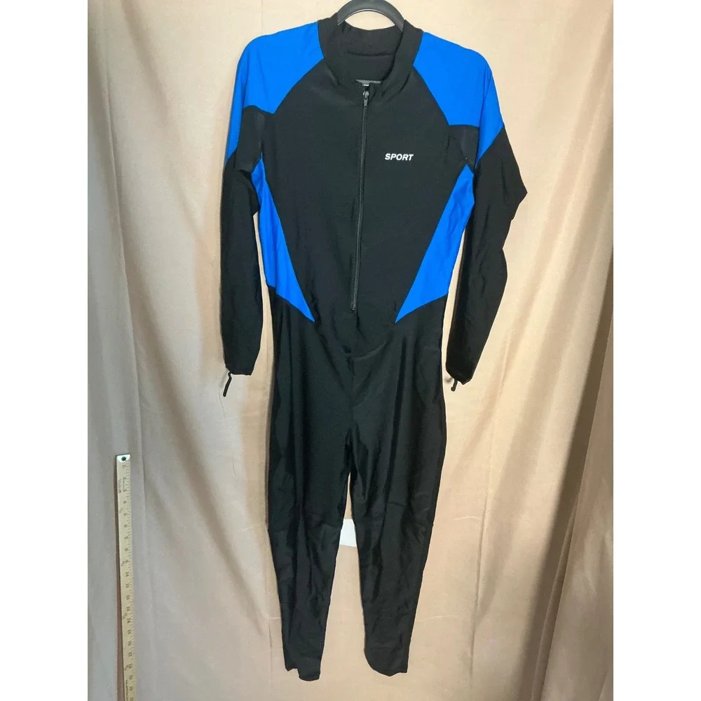DEHAI Full Body Wetsuit Unisex Large Black Blue 1mm Front Zip Sport Excellent